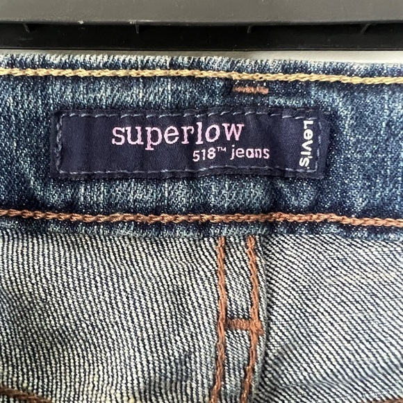 Levi’s Superlow 518 jeans flare true blue wash jean size 13 Long  wide leg - Picture 5 of 12